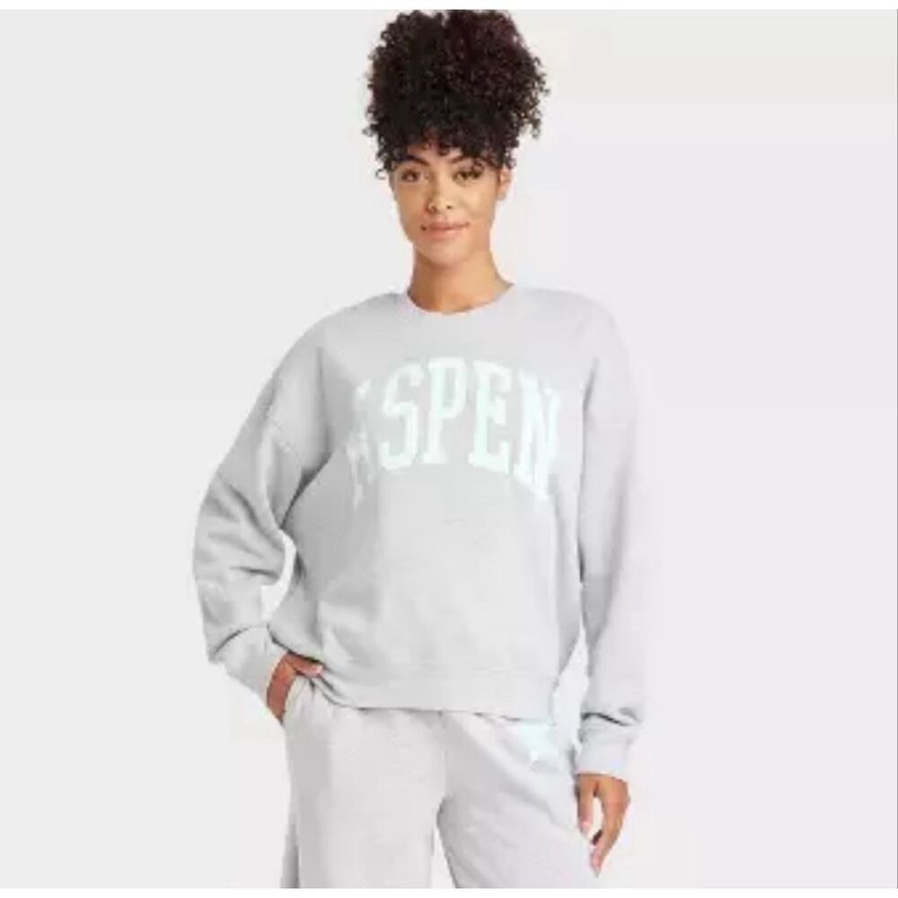 Grayson Threads Aspen Graphic Crewneck Sweatshirt in Light Grey Size M